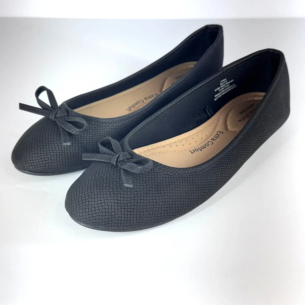 Ophelia Roe Chris Black Flats Women Size 8.5 Memory Foam Extra Comfort Ballet - Picture 1 of 12